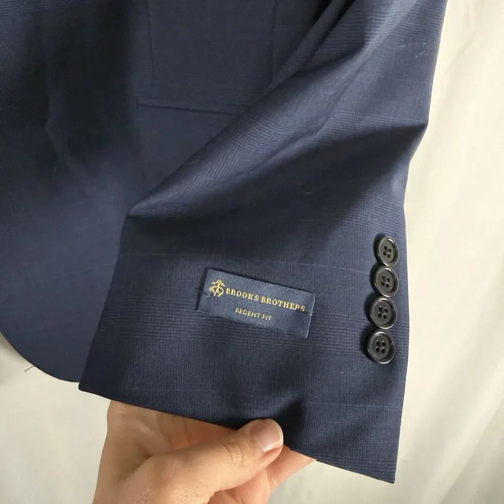 Brooks Brothers Wool Blend Blazer Men's 44L Blue Explorer Regent Fit 2 Button Fr